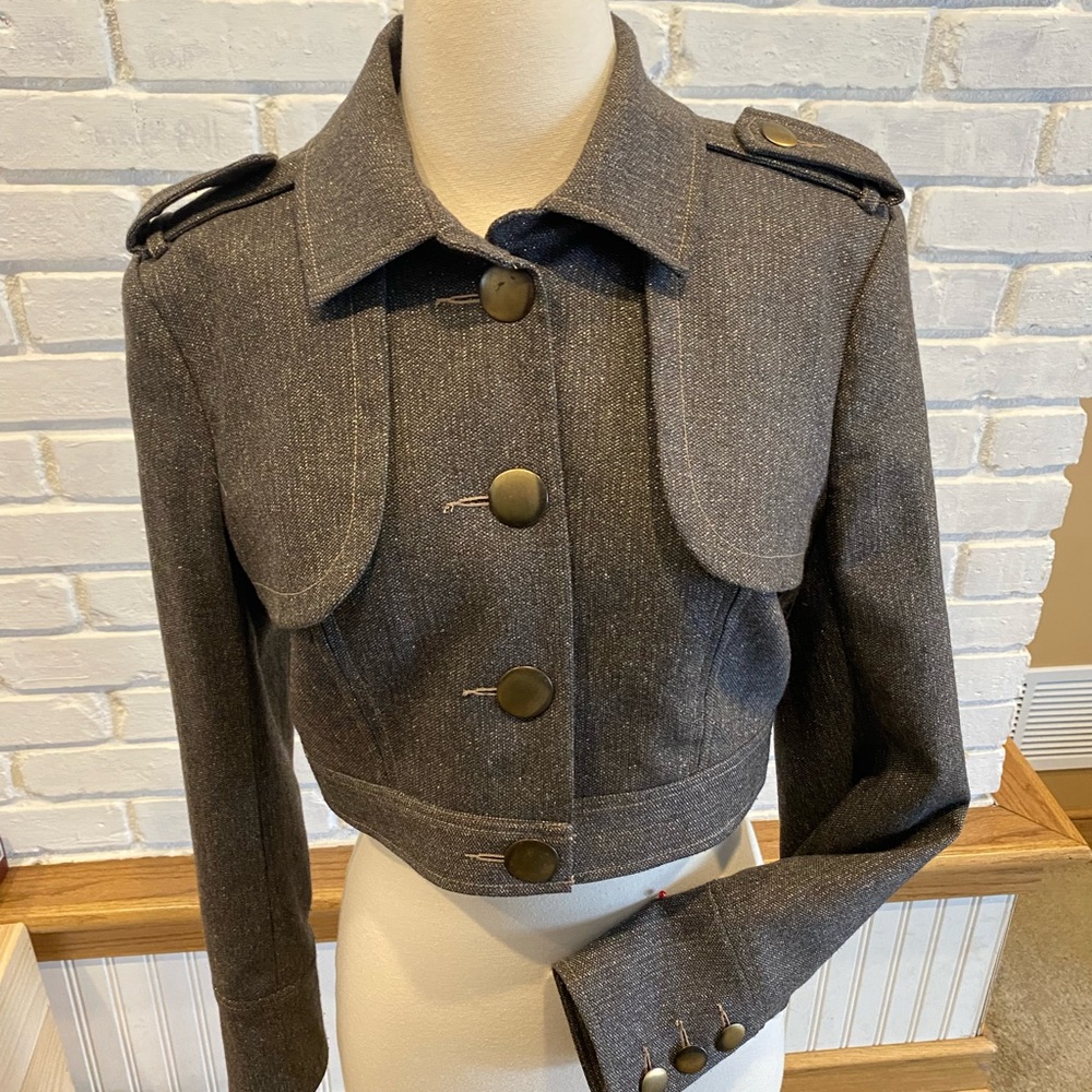 Bebe collection cropped wool/metallic jacket